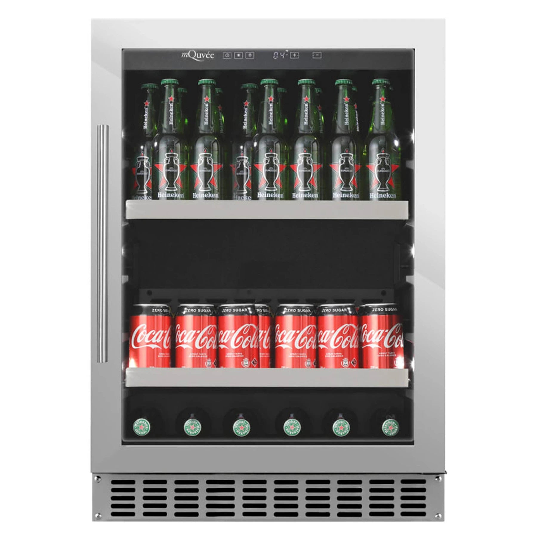 Refrigerador para cerveja mQuvée BeerServer 60 Stainless encastrável com porta em aço inoxidável.