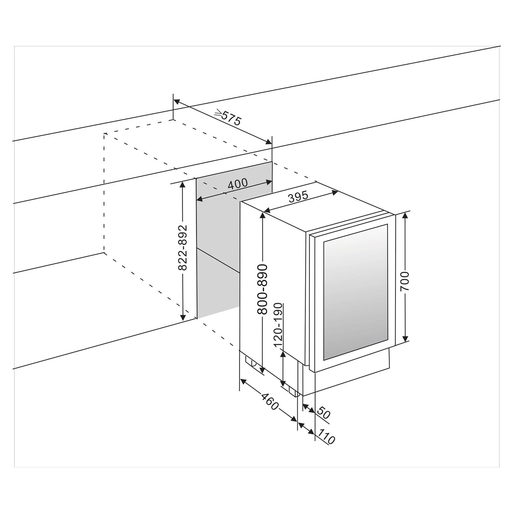 Detalhe da cave de vinho mQuvée WineCave 700 40D Modern com display e controlo tátil.