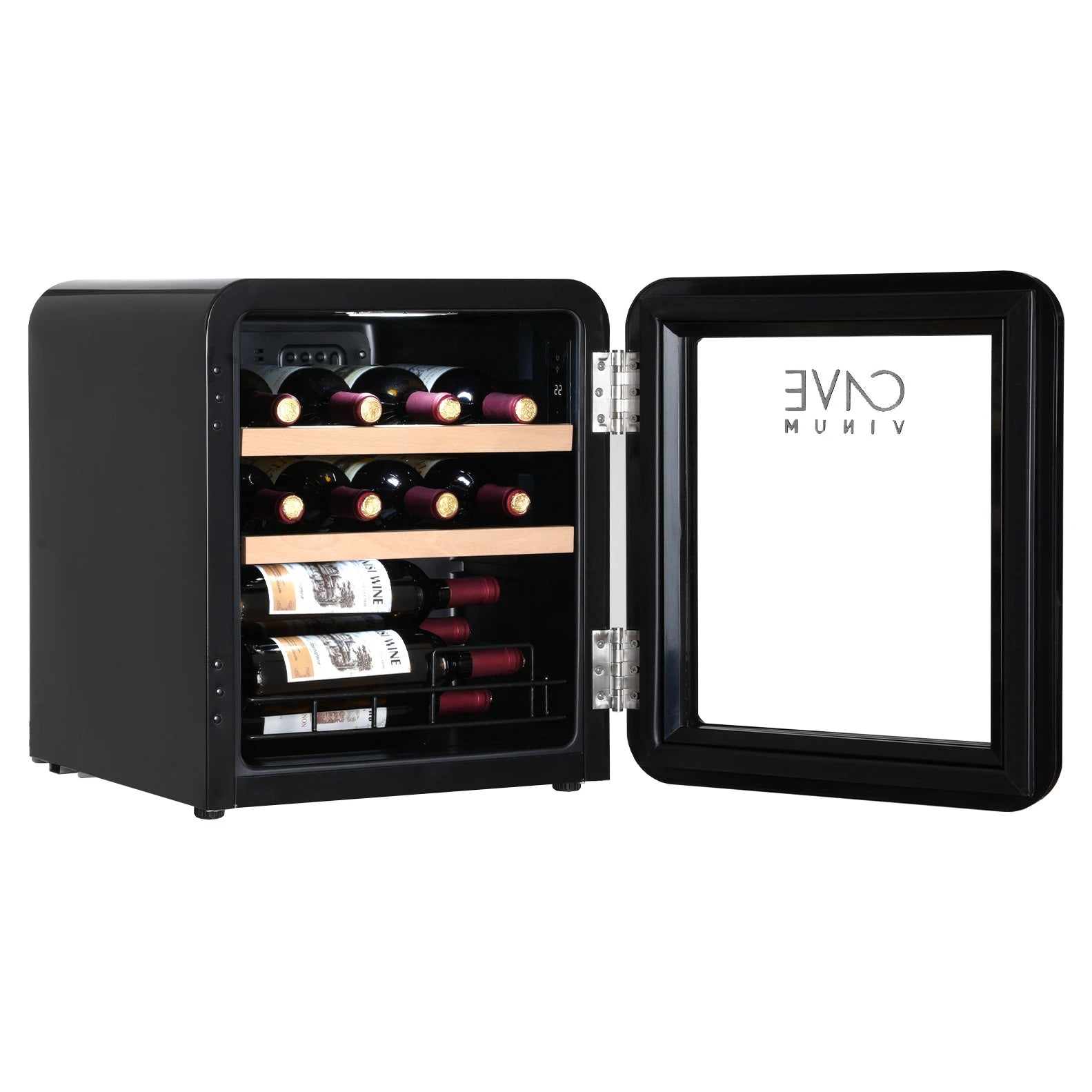 Prateleiras de madeira da Cave Vinum CV-15-R para conservar garrafas de vinho de 75 cl em posição horizontal.