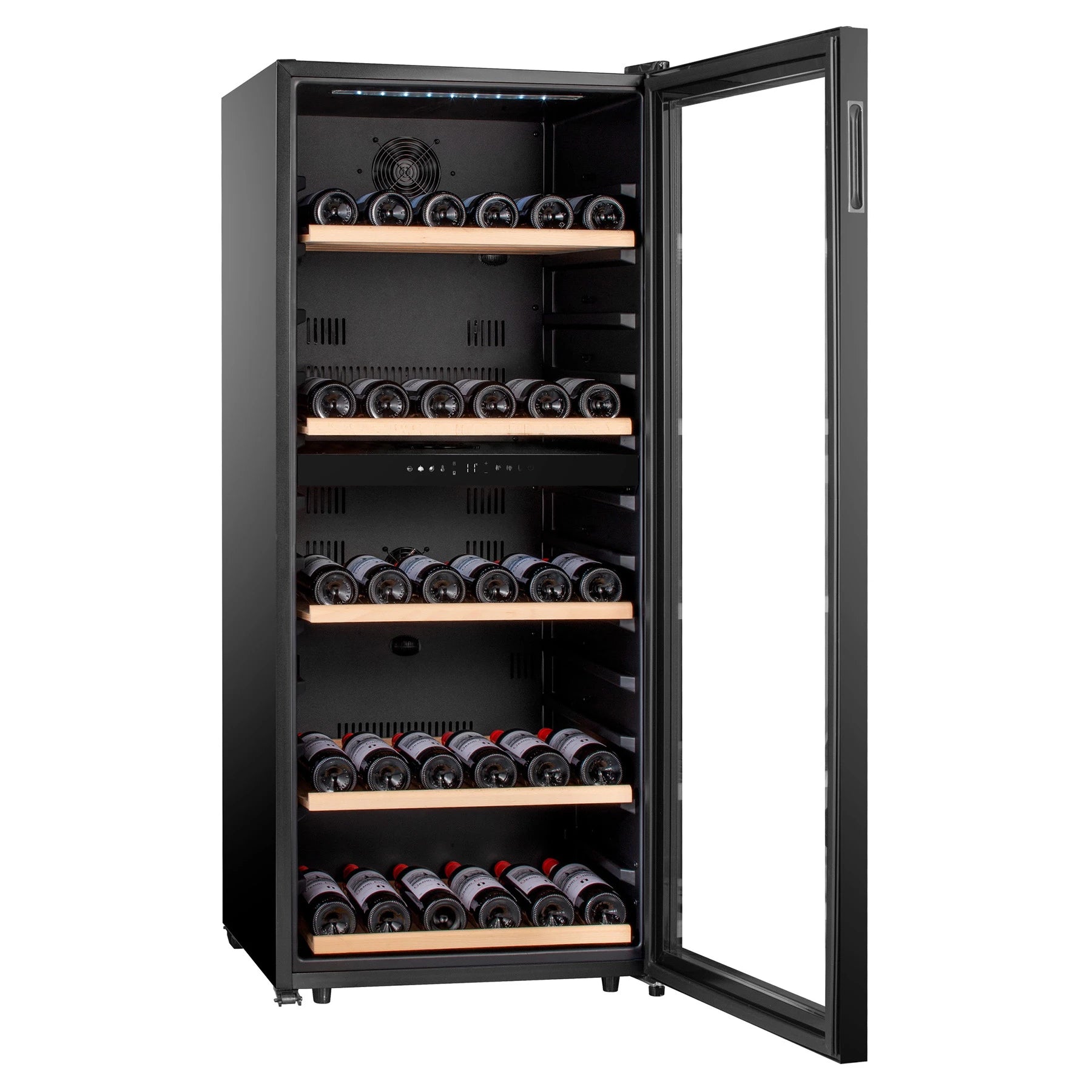 Cave de vinho Caviss C2120CBEG com compressor antivibração e temperatura de 5 a 20 ºC.