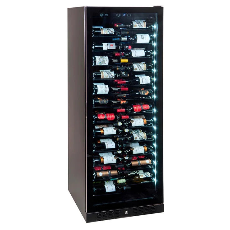 Cave de vinho 143 garrafas Cave Vinum CV-143-LV PREMIUM preta com porta reversível de triplo vidro e grande capacidade.