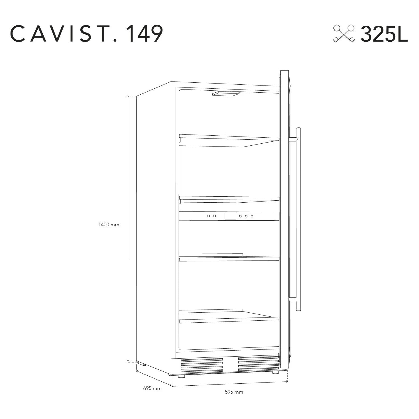 Cave de vinho CAVCED149 para coleção de vinhos tintos, brancos e espumantes.