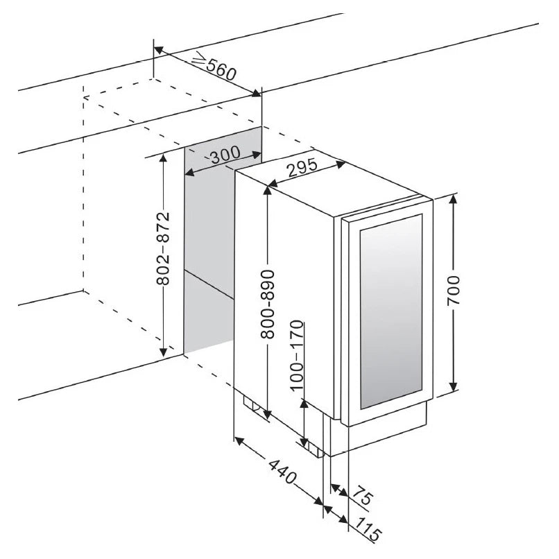 Cave de vinho mQuvée WineCave 700 30D para 16 garrafas com display eletrônico branco.