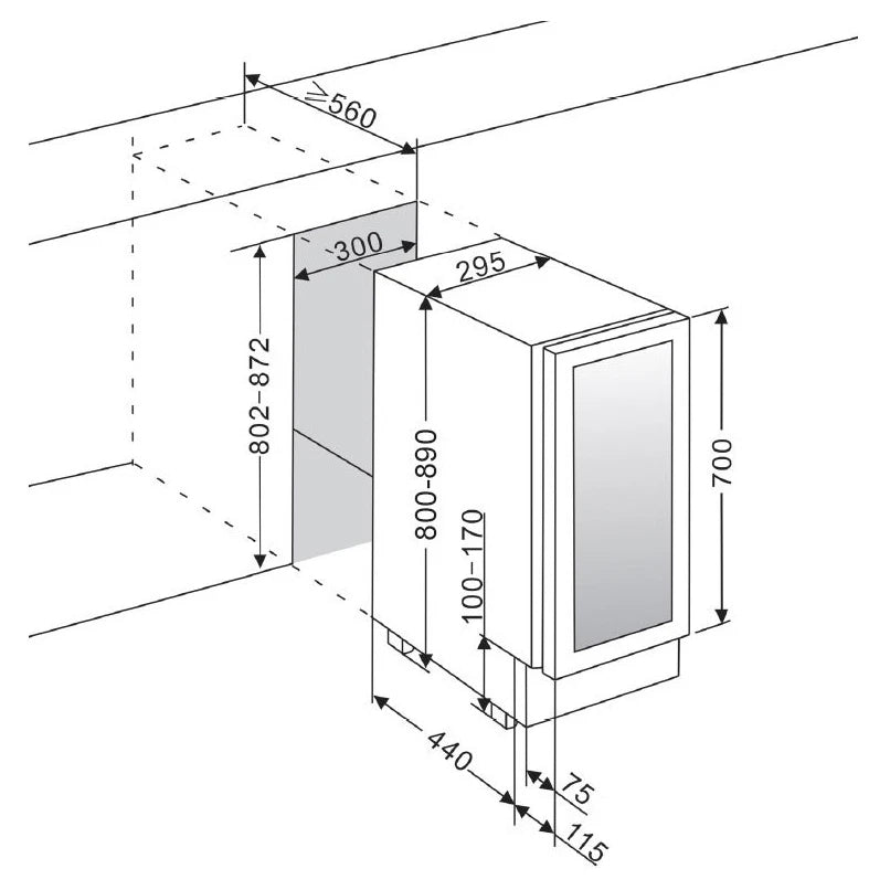 Cave de vinho 16 garrafas mQuvée WineCave 700 30D Stainless