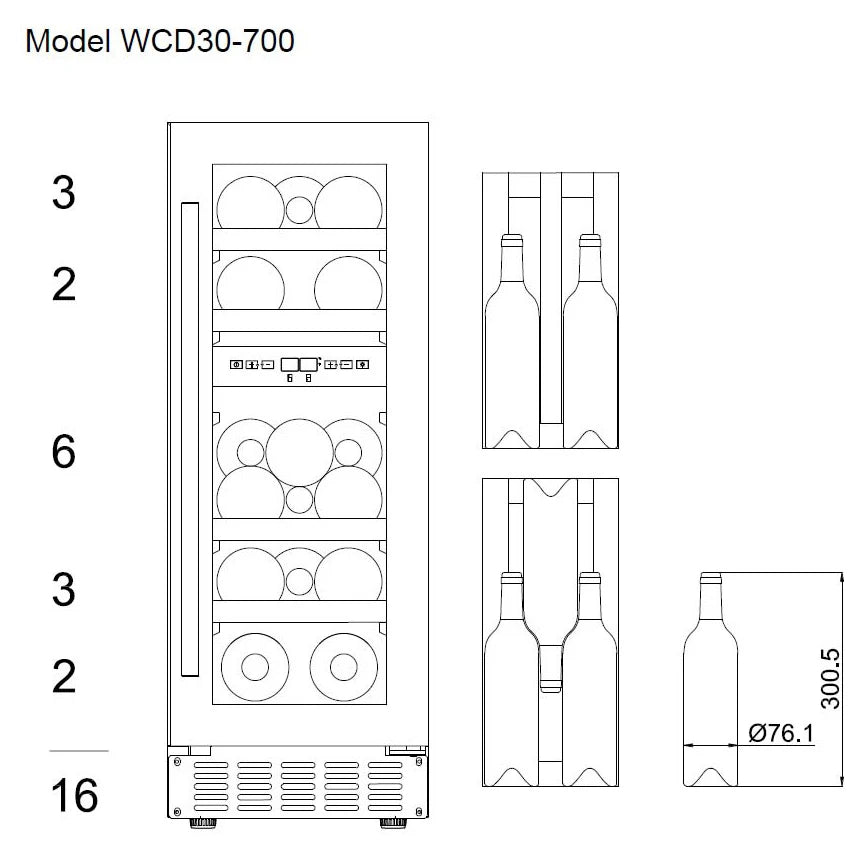 Cave de vinho 16 garrafas mQuvée WineCave 700 30D Stainless