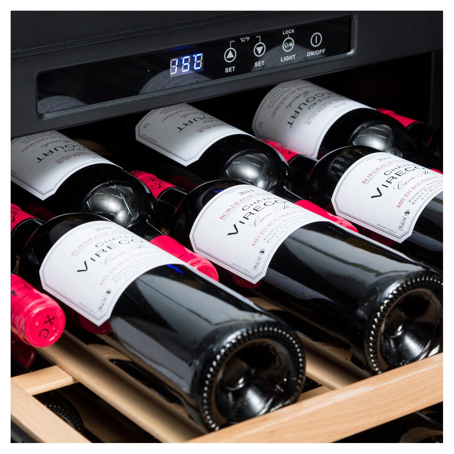 Cave de vinho Vinobox V168 GC 1T Black de uma zona com temperatura de 5 a 18 ºC.