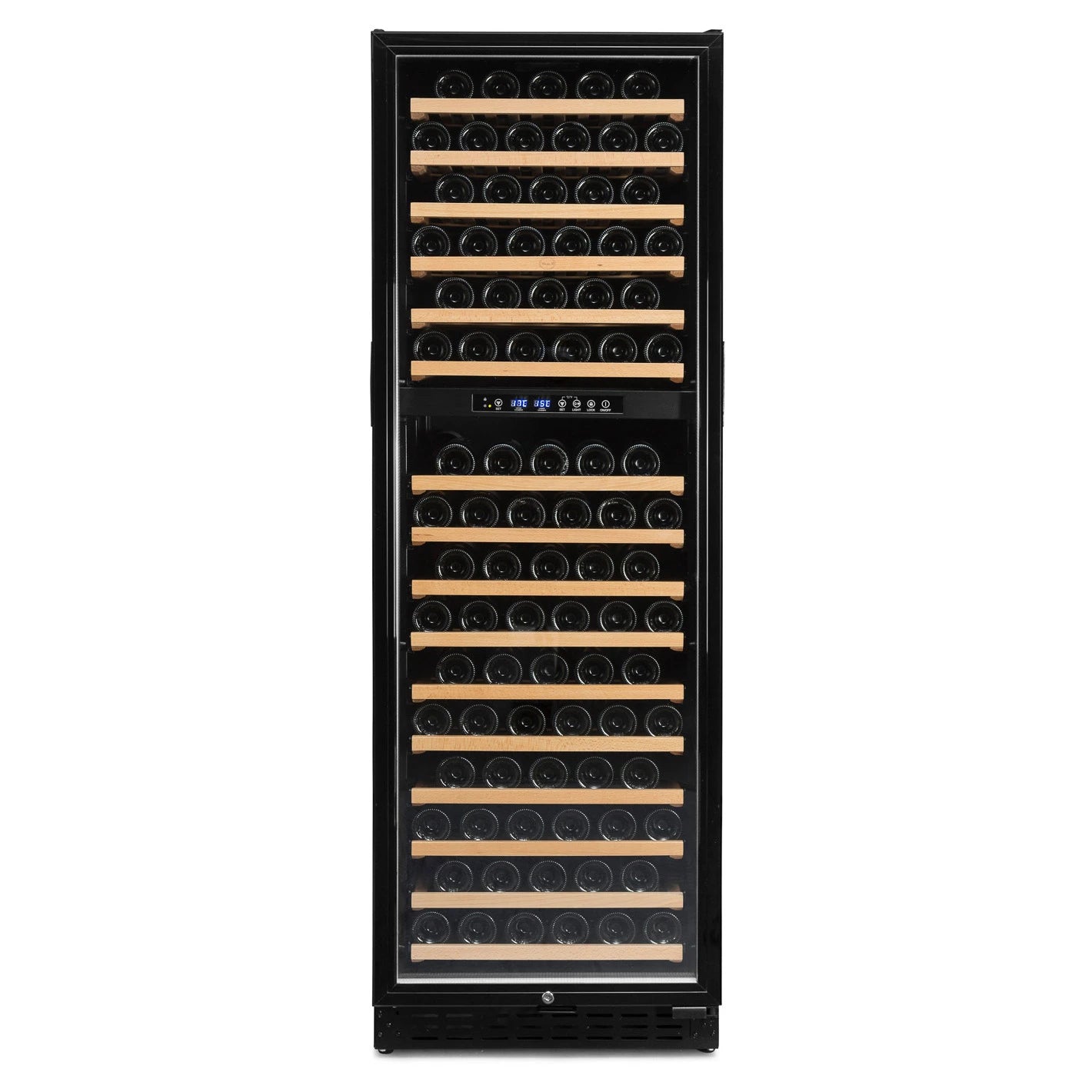 Cave de vinho 168 garrafas Vinobox V168 GC 2T Black com dupla zona e acabamento preto.
