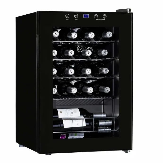 Cave de vinho Cave Vinum CV-18-C com capacidade para 18 garrafas e temperatura regulável de 4 a 18 ºC.