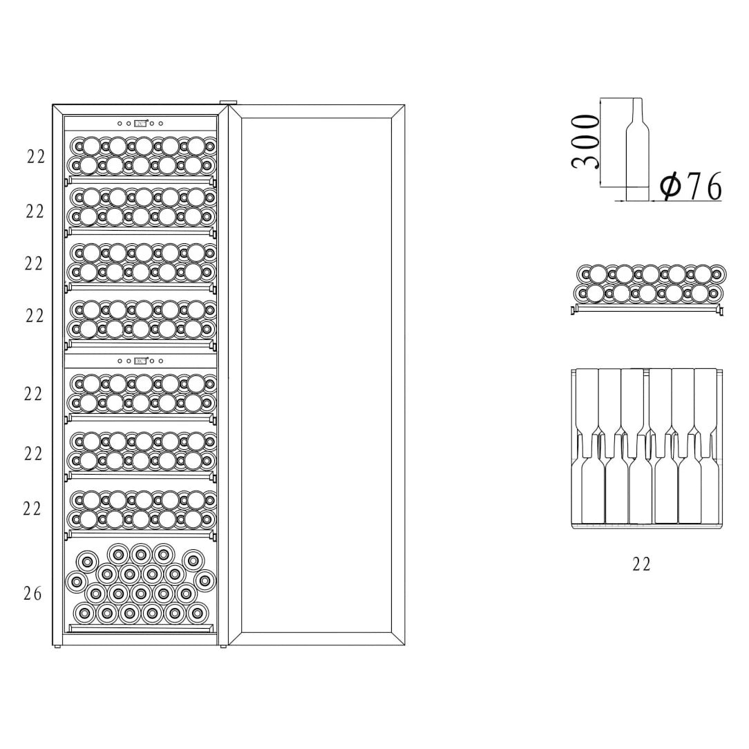 Cave de vinho 180 garrafas mQuvée WineExpert 180 Fullglass Black
