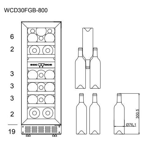 Cave de vinho 19 garrafas mQuvée WineCave 800 30D Fullglass