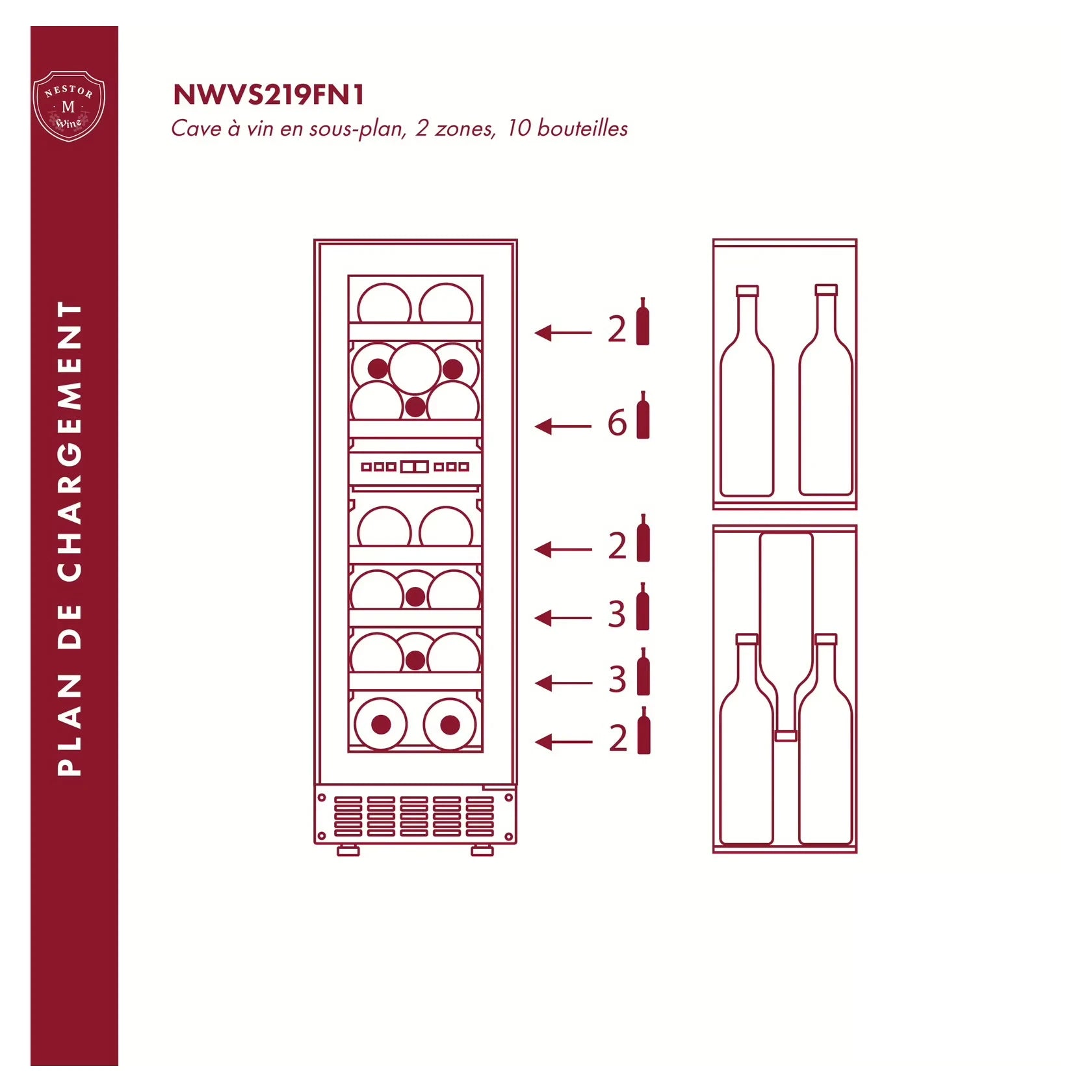 Cave de vinho 19 garrafas Nestor M Wine NWVS219FN1