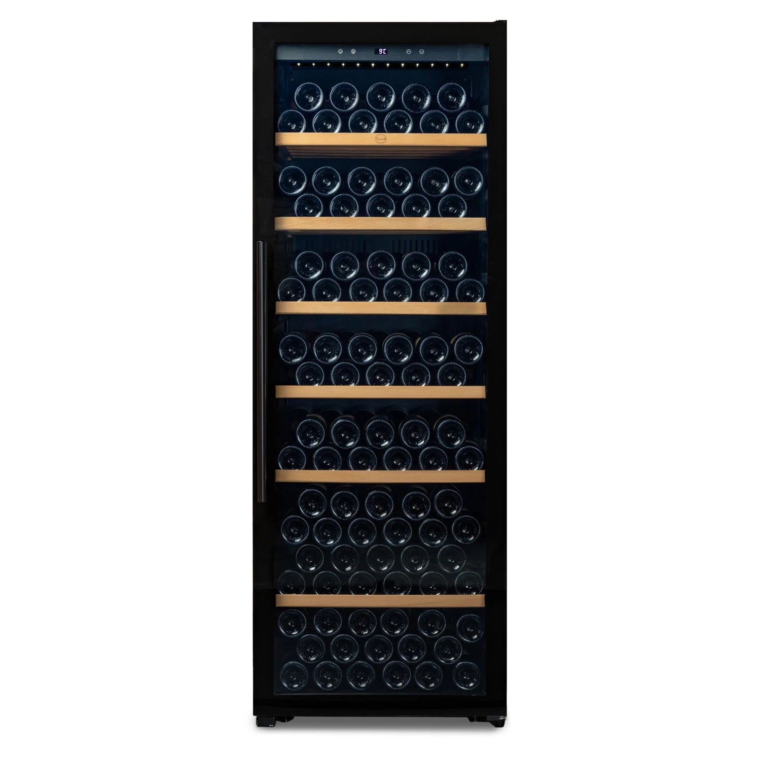 Cave de vinho 192 garrafas Vinobox V190 PRO preta com porta de vidro duplo e grande capacidade.