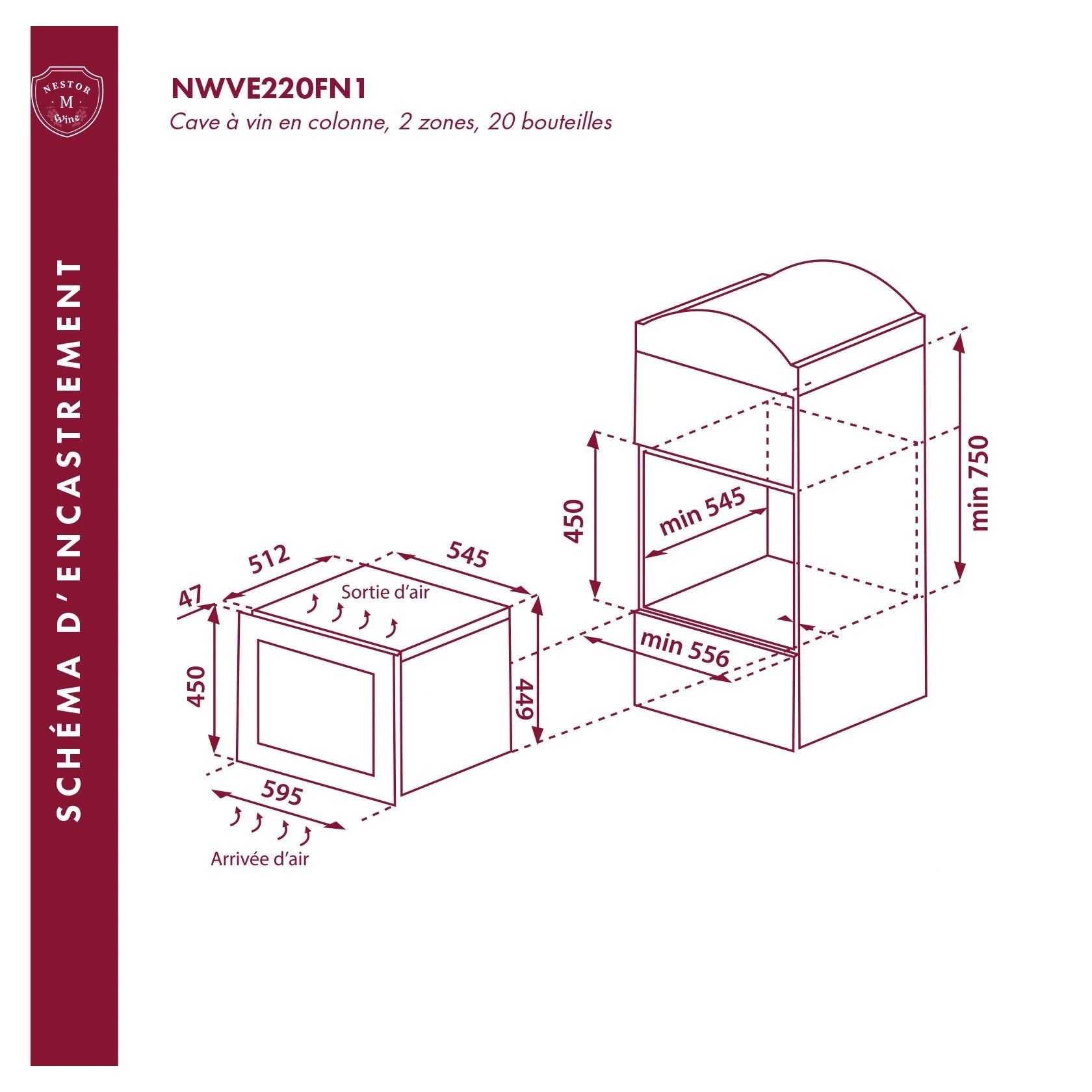 Cave de vinho 20 garrafas Nestor M Wine NWVE220FN1