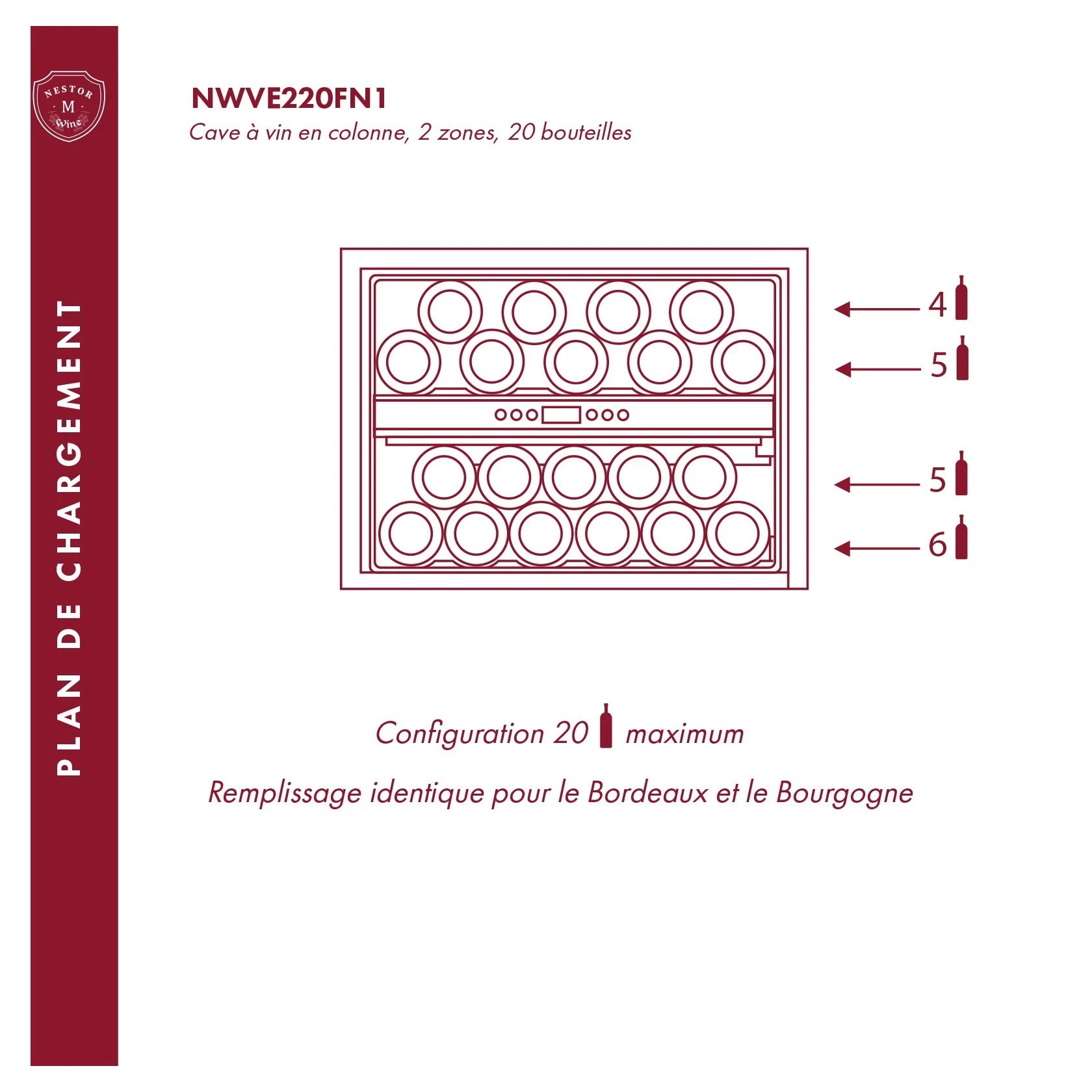 Cave de vinho 20 garrafas Nestor M Wine NWVE220FN1