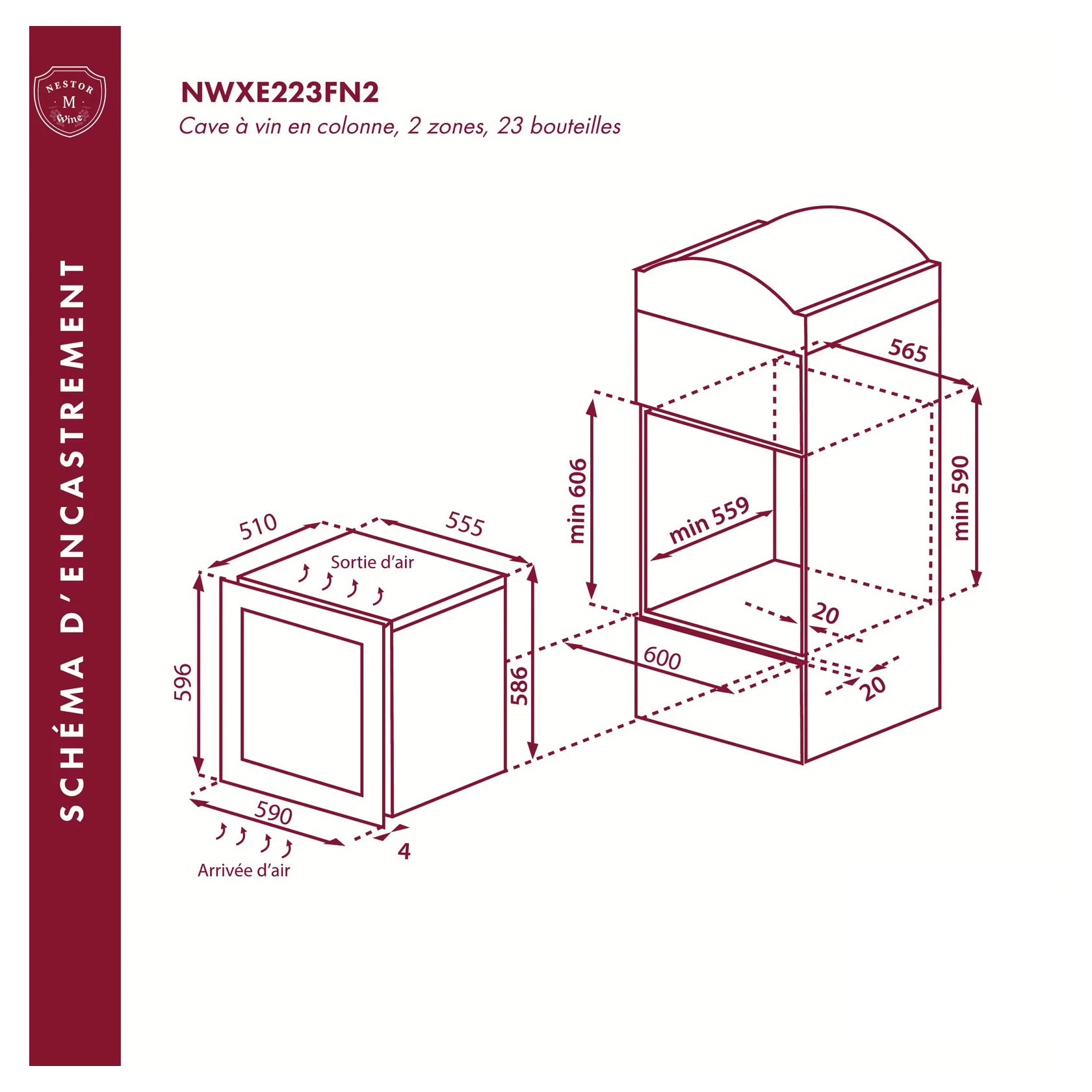 Cave de vinho 23 garrafas Nestor M Wine NWXE223FN2