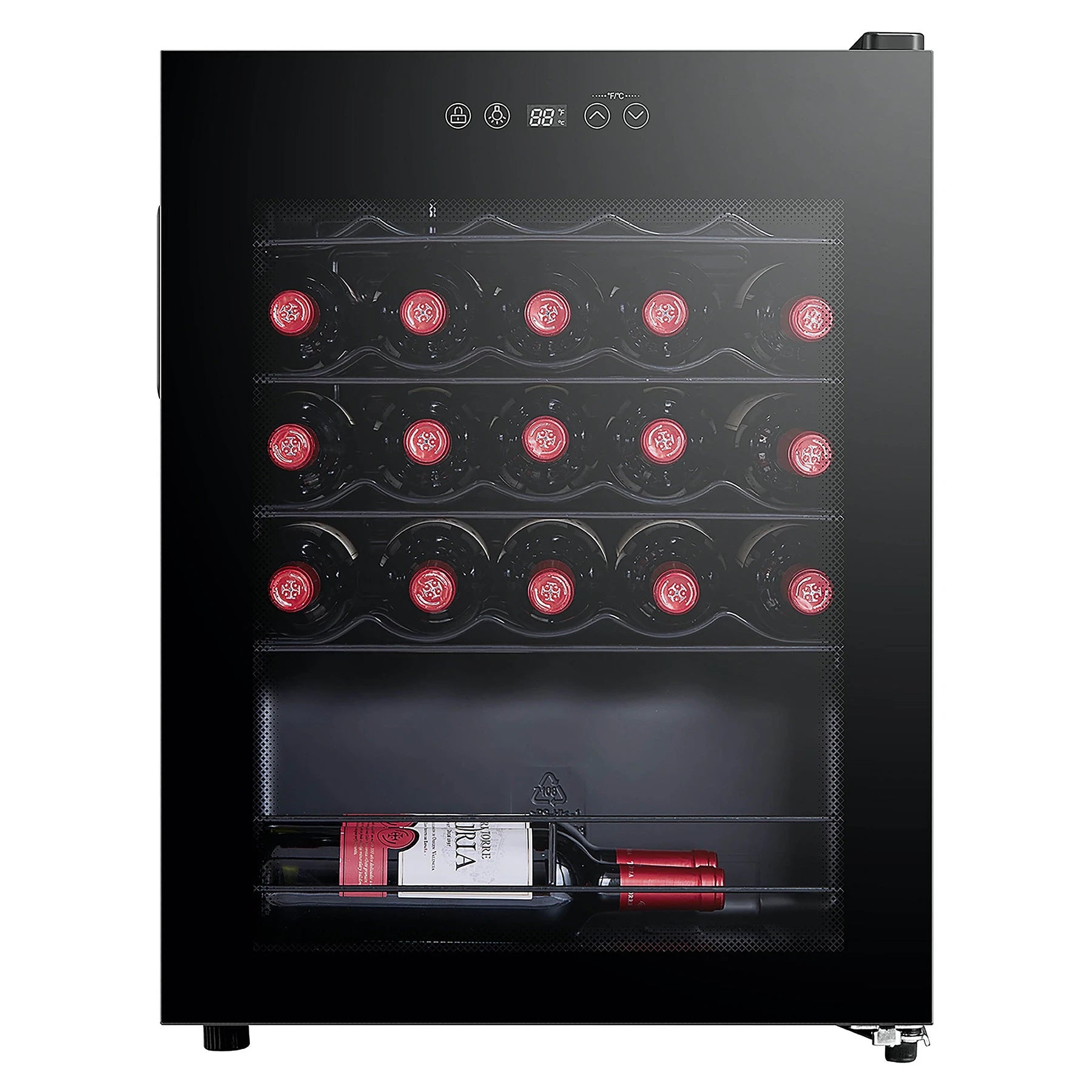 Cave de vinho 24 garrafas Caviss S124MME4 de livre instalação com porta de vidro preto anti-UV.