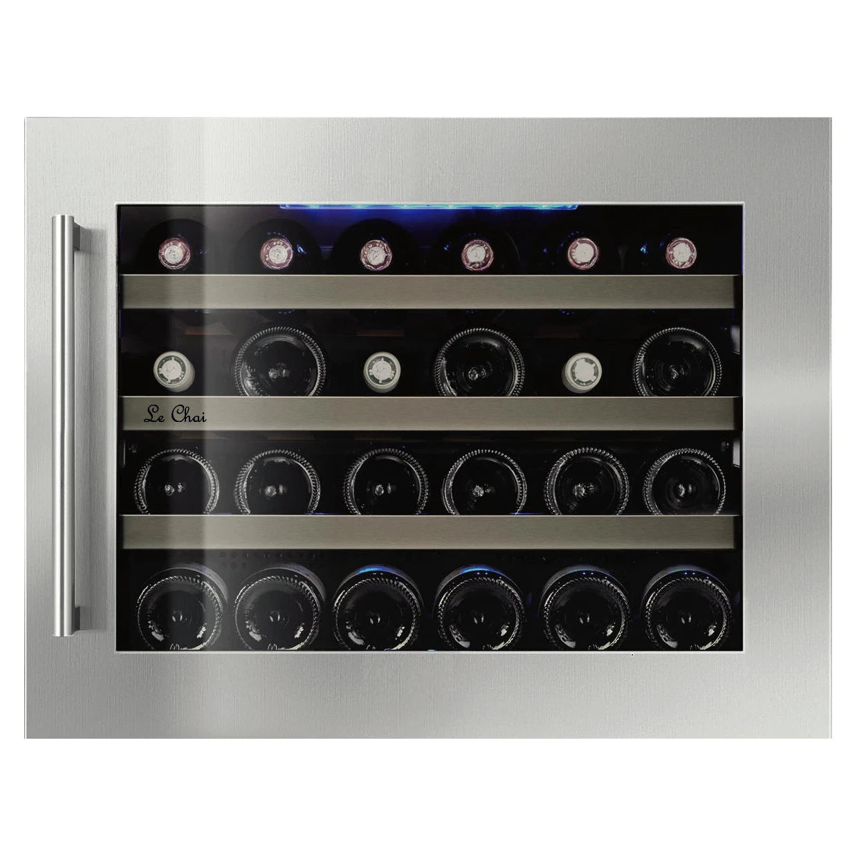 Cave de vinho integrável 24 garrafas Le Chai LM245 inox com porta de vidro triplo anti-UV.