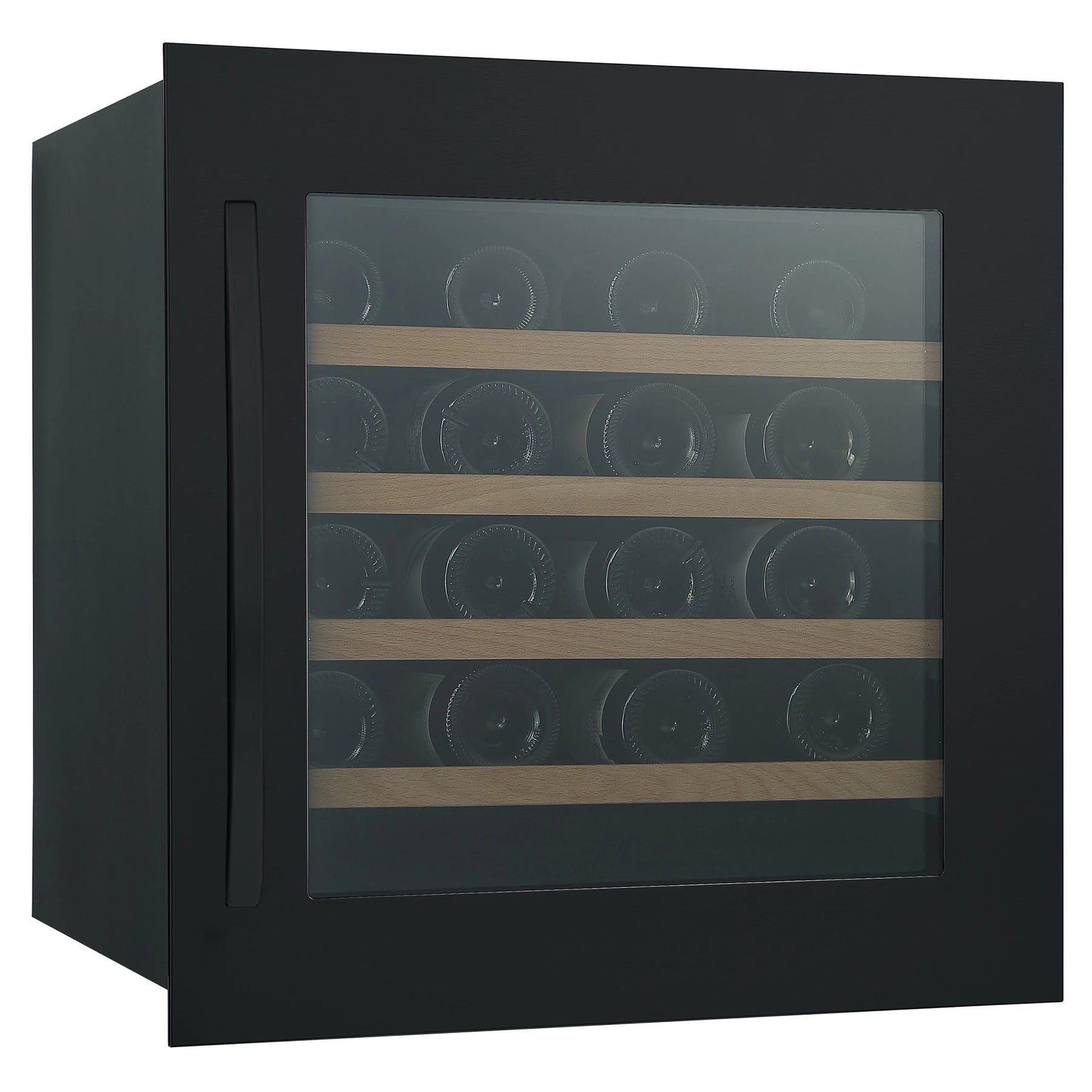 Cave de vinho integrável 32 garrafas Caviss SLEN132TBE4 encastrável em coluna com porta preta.