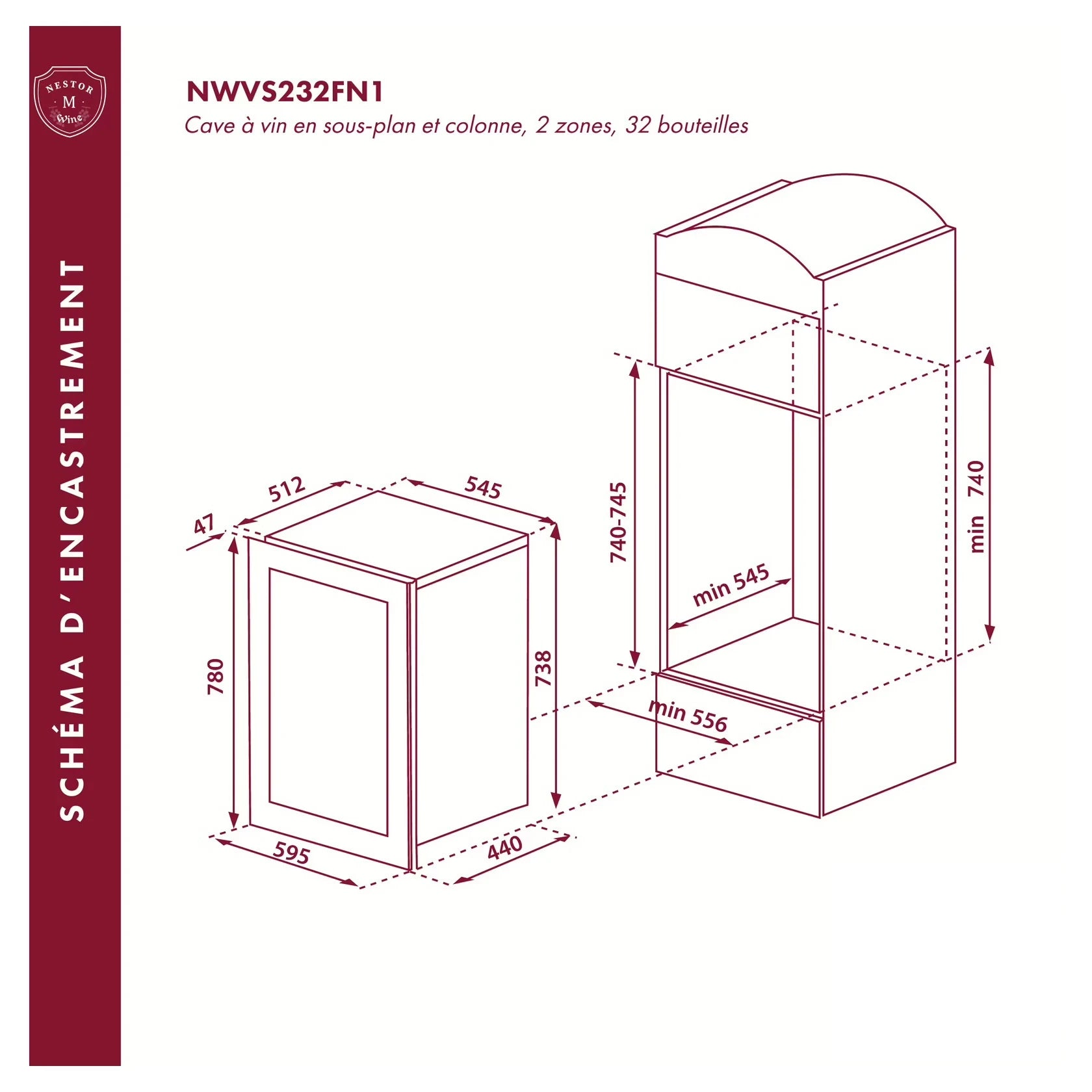 Cave de vinho 32 garrafas Nestor M Wine NWVS232FN1