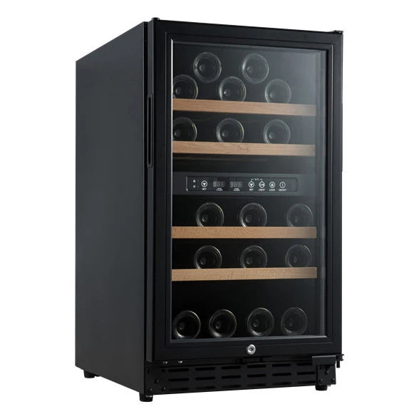Cave de vinho Vinobox V40 GC 2T Black com porta preta de vidro duplo anti-UV.