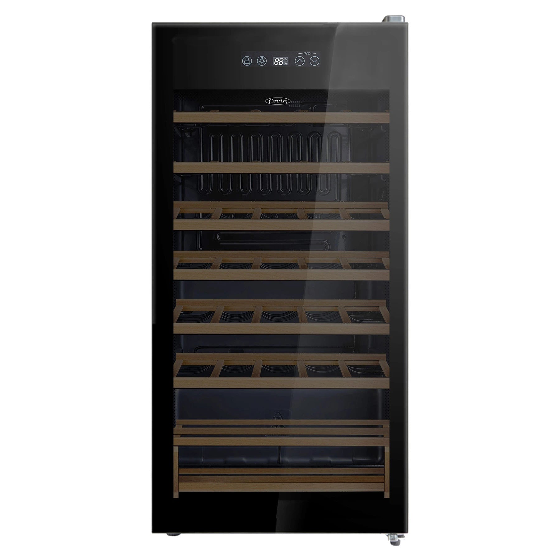 Cave de vinho 34 garrafas Caviss S134MBE4 de livre instalação com porta de vidro preto anti-UV.