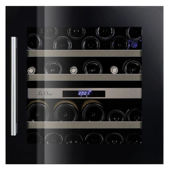 Cave de vinho integrável 34 garrafas Le Chai LBN340 Black com duas zonas e moldura preta.