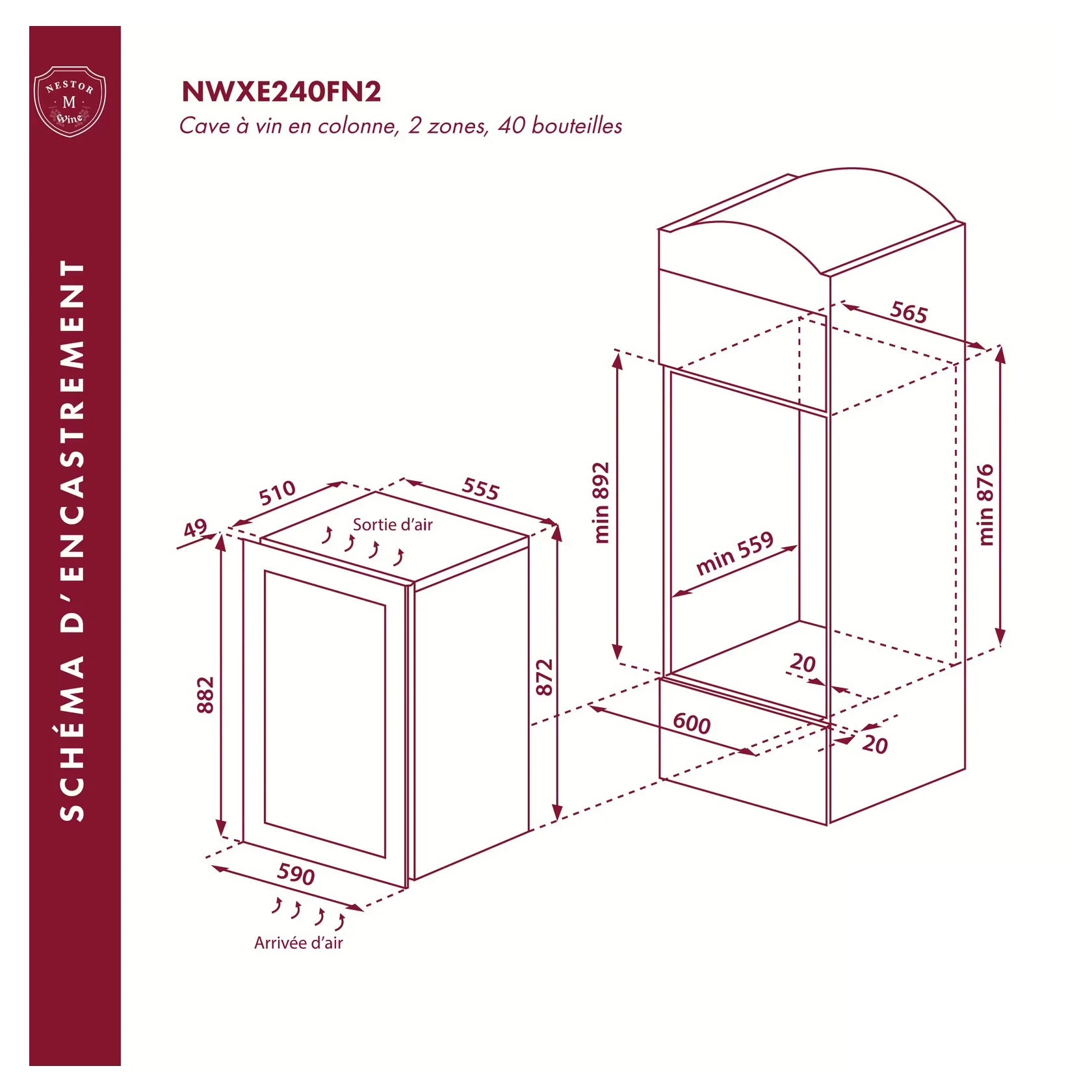 Cave de vinho 40 garrafas Nestor M Wine NWXE240FN2
