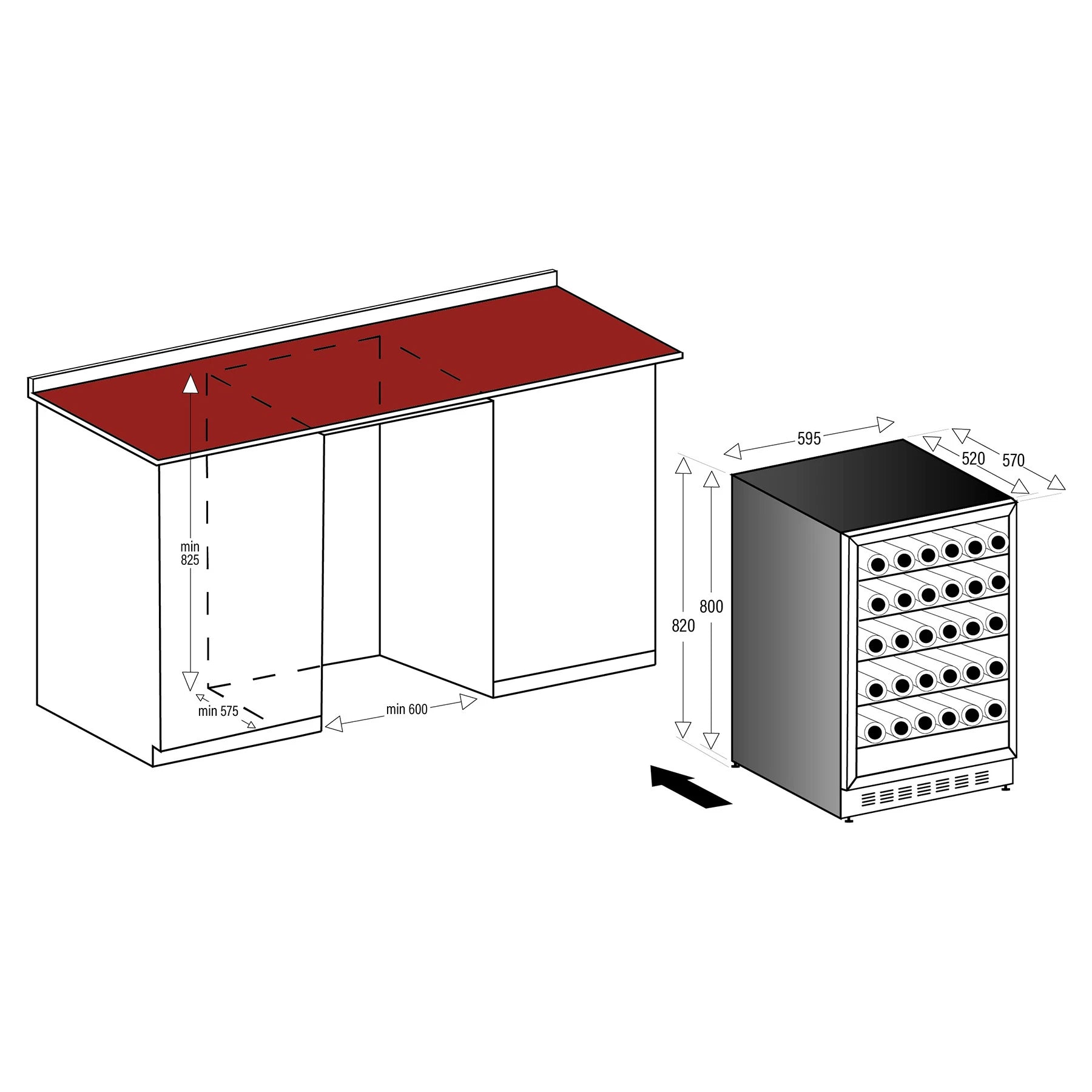 Cave de vinho Caviss CLEN246TBE4 com porta reversível e vidro duplo anti-UV.