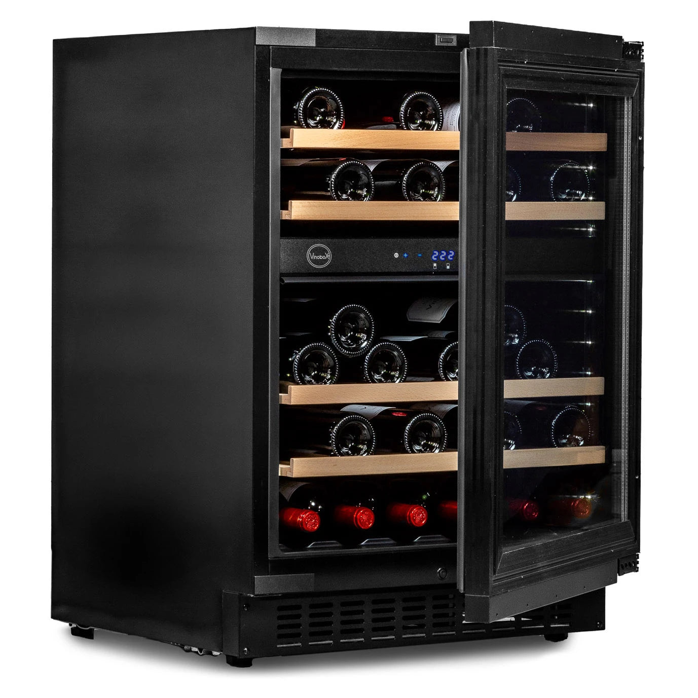 Cave de vinho Vinobox V45 Deco para conservar até 45 garrafas tipo Bordeaux.