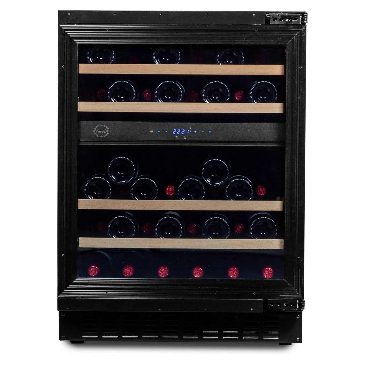 Cave de vinho 45 garrafas Vinobox V45 Deco panel ready com dupla zona configurável.
