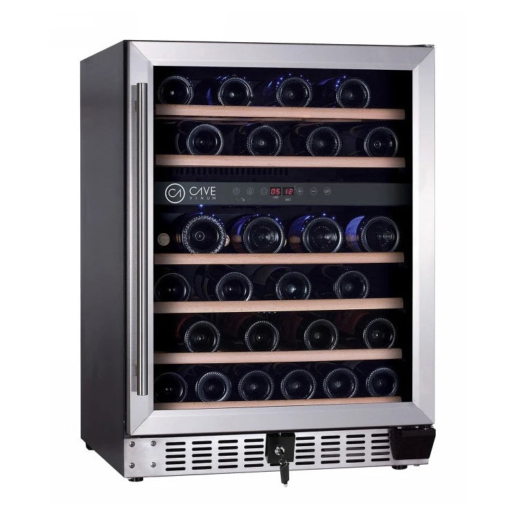 Cave de vinho 46 garrafas Cave Vinum CV-46-2T Inox dupla zona encastrável sob bancada em aço inoxidável.