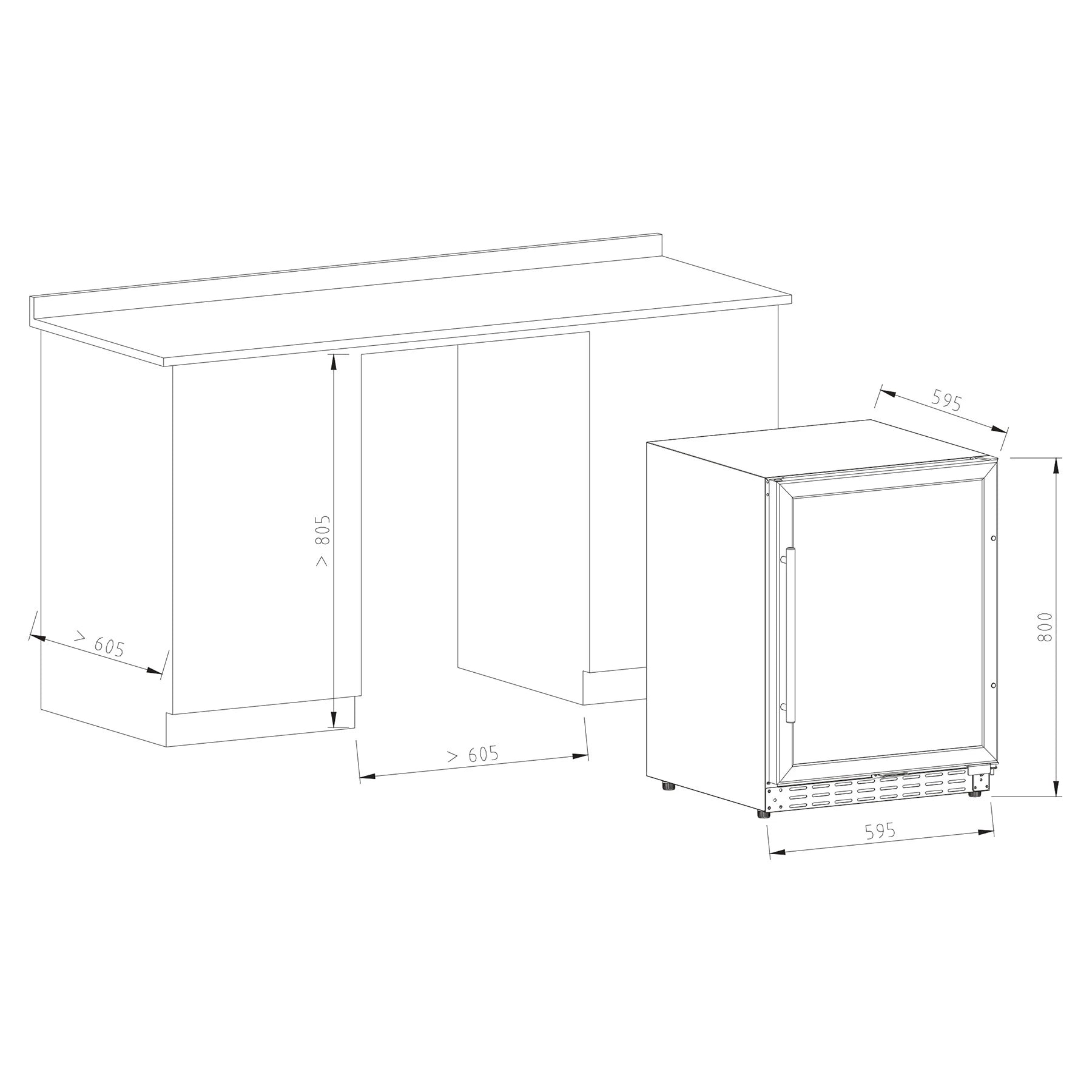 Detalhe da cave de vinho Vinobox V50 GC 2T Inox com visor digital e luz interior.