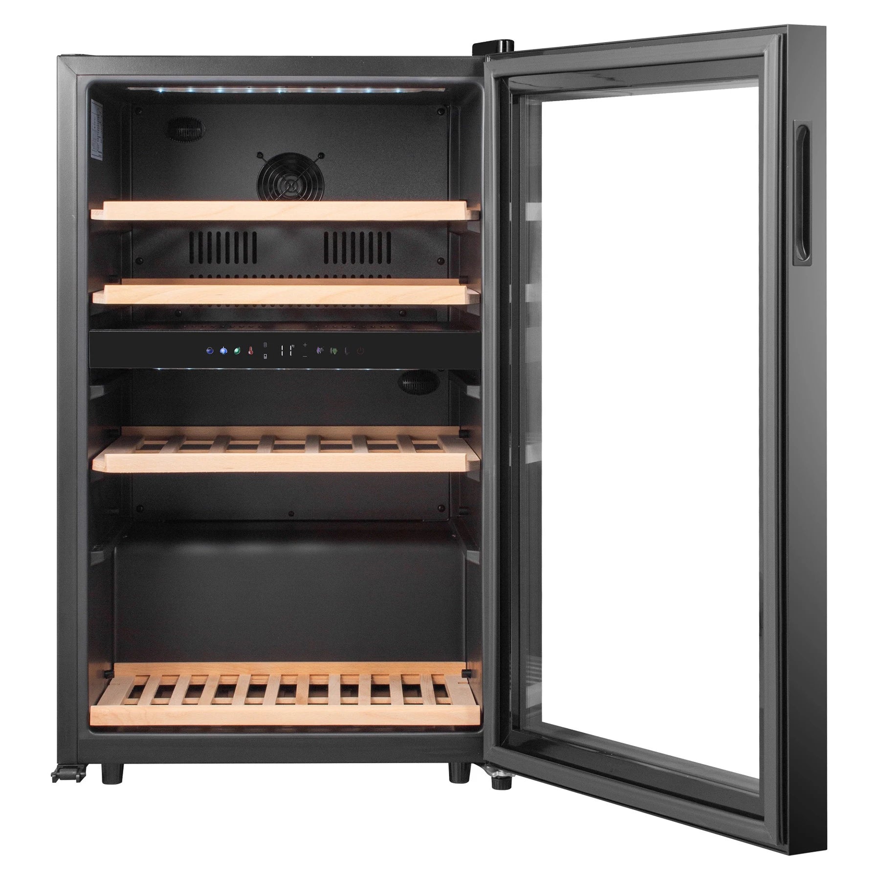 Prateleiras da cave de vinho Caviss C259CBEG para conservação de garrafas na horizontal.