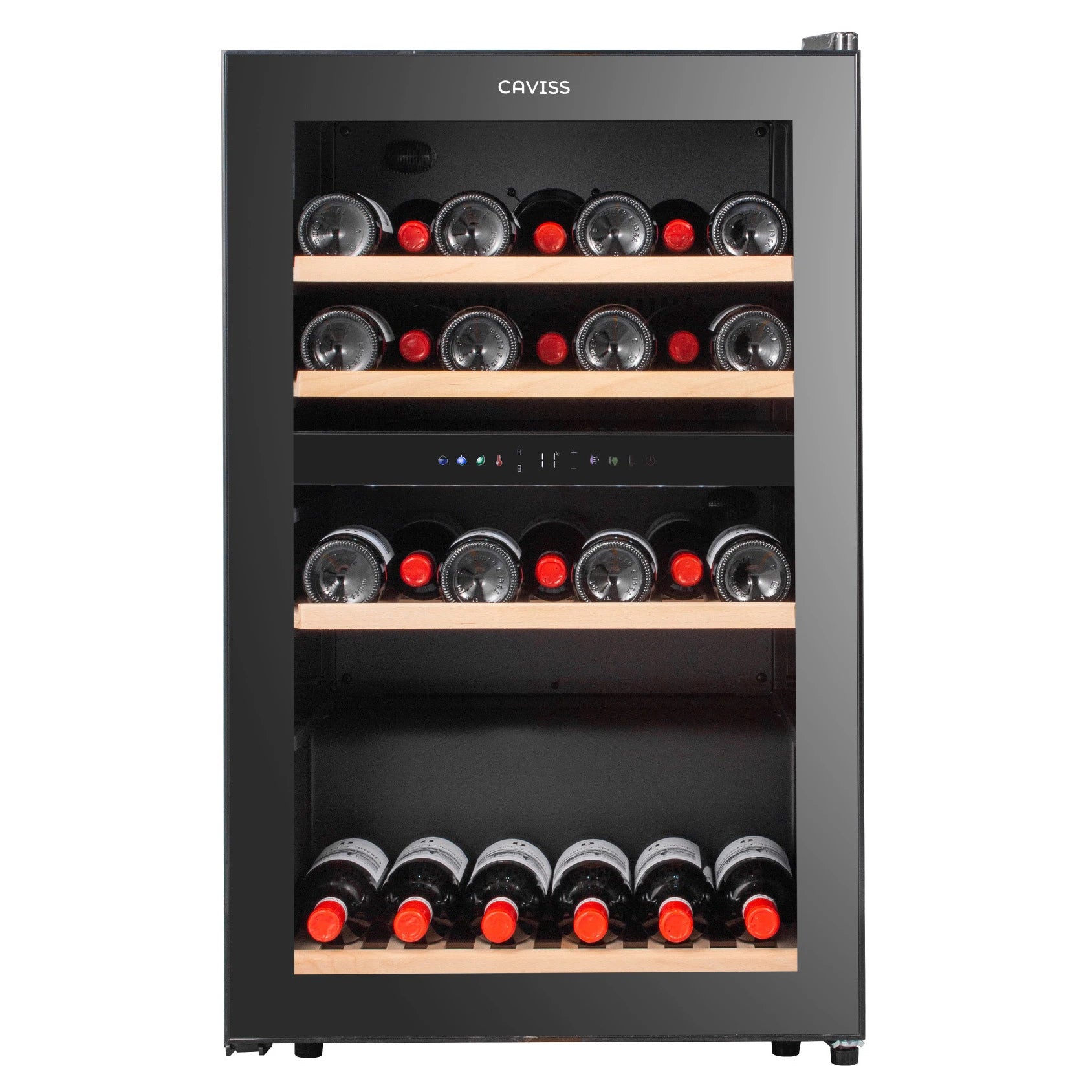 Cave de vinho 59 garrafas Caviss C259CBEG com dupla zona e porta preta anti-UV.