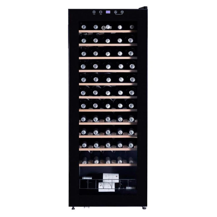 Cave de vinho 60 garrafas Cave Vinum CV-60 WS preta com porta de vidro duplo e design vertical de livre instalação.
