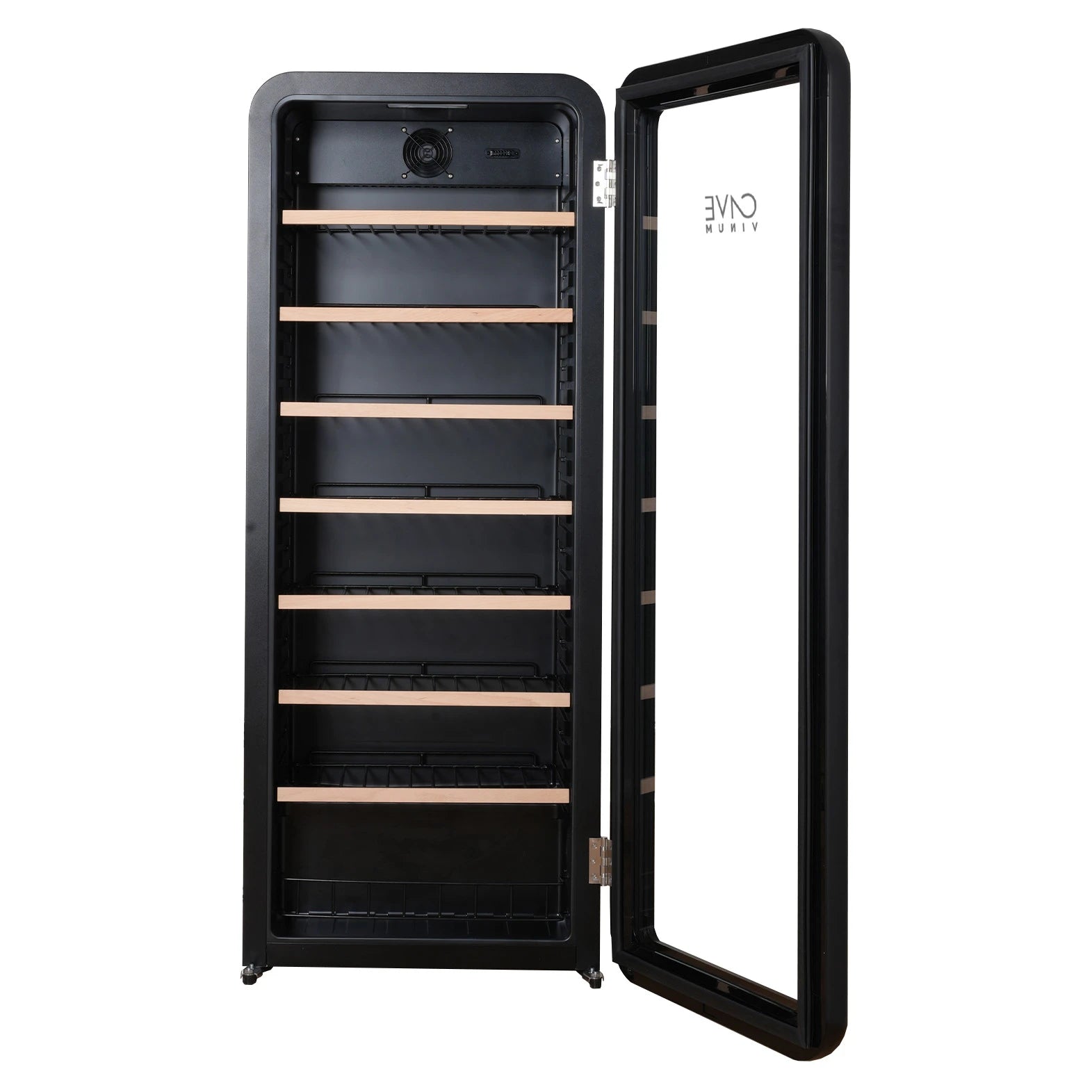 Cave de vinho Cave Vinum CV-76-R preta de livre instalação com design vertical retro e capacidade de 208 litros.