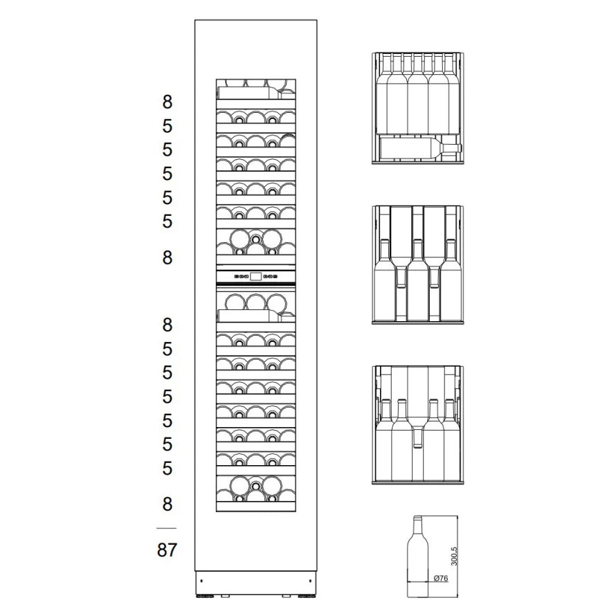 Cave de vinho 87 garrafas mQuvée EDGE 45D Stainless