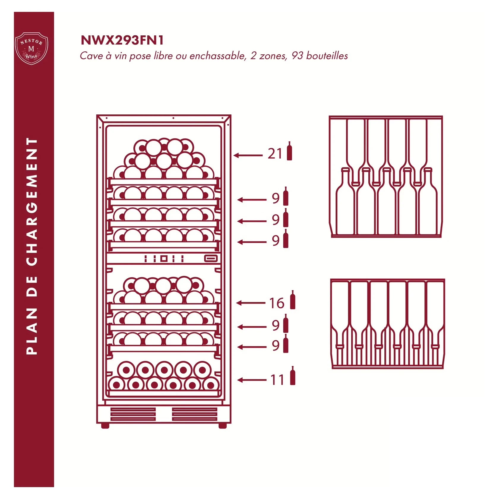 Cave de vinho 93 garrafas Nestor M Wine NWX293FN1