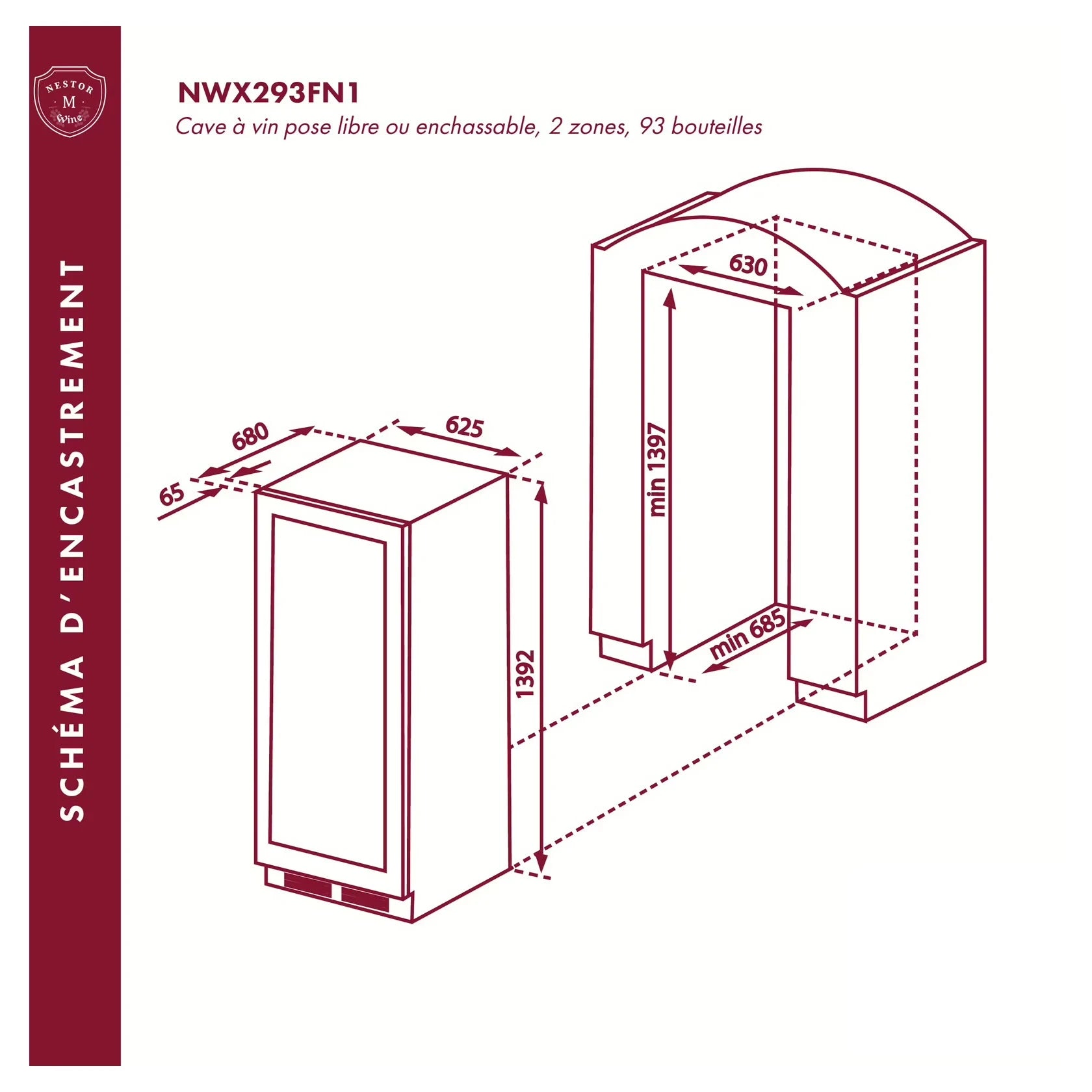 Cave de vinho 93 garrafas Nestor M Wine NWX293FN1