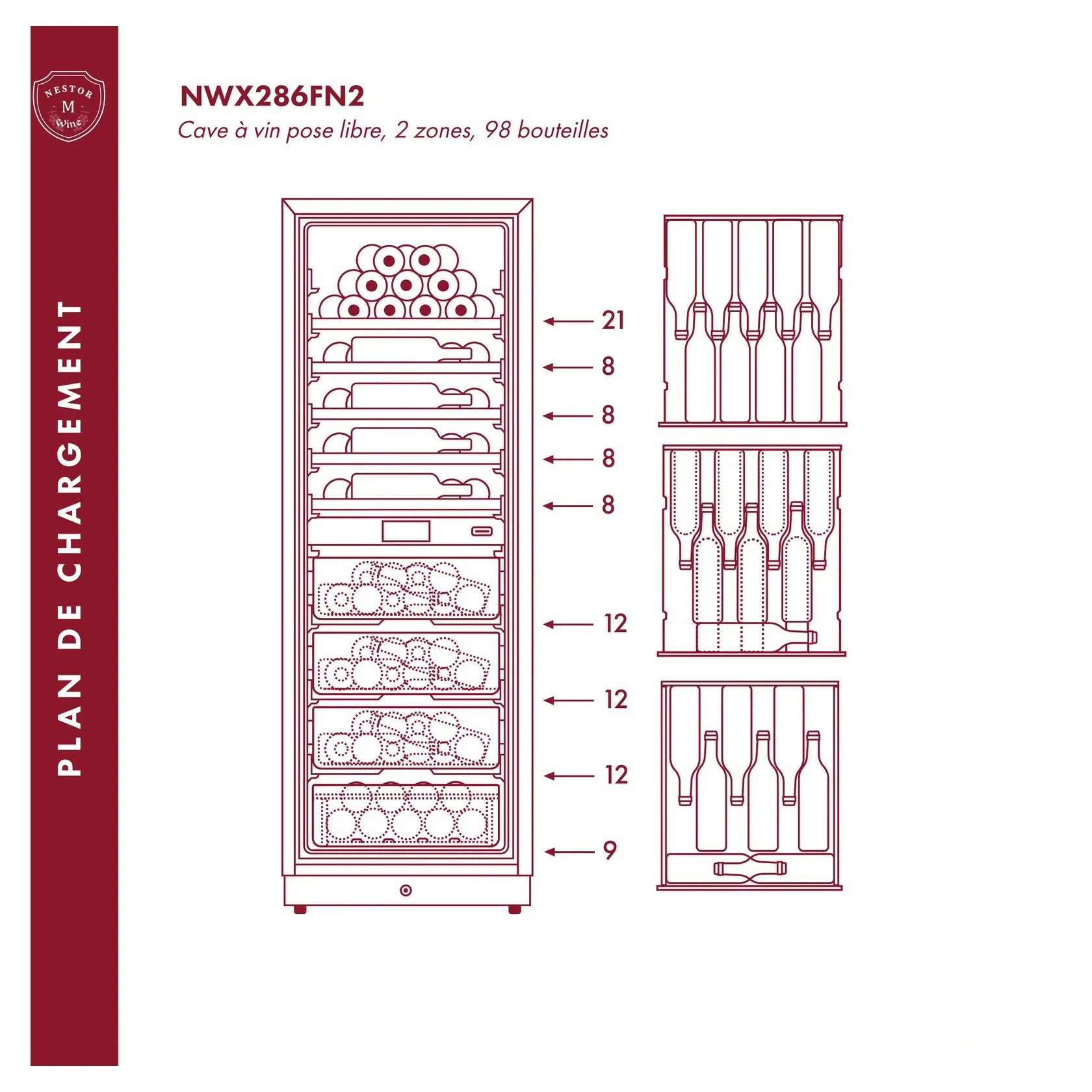 Cave de vinho 98 garrafas Nestor M Wine NWX286FN2