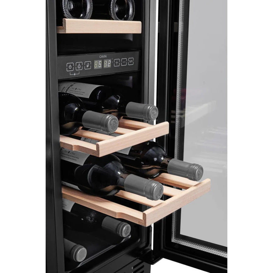 Diagrama de capacidade de Cave de vinho para 18 garrafas Cavin Arctic Collection 30D de dupla zona Full Glass Black