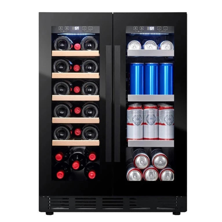 Cave de vinho para 20 garrafas Cavin Arctic Collection 60D de dupla zona Duo Full Glass Black, vista frontal