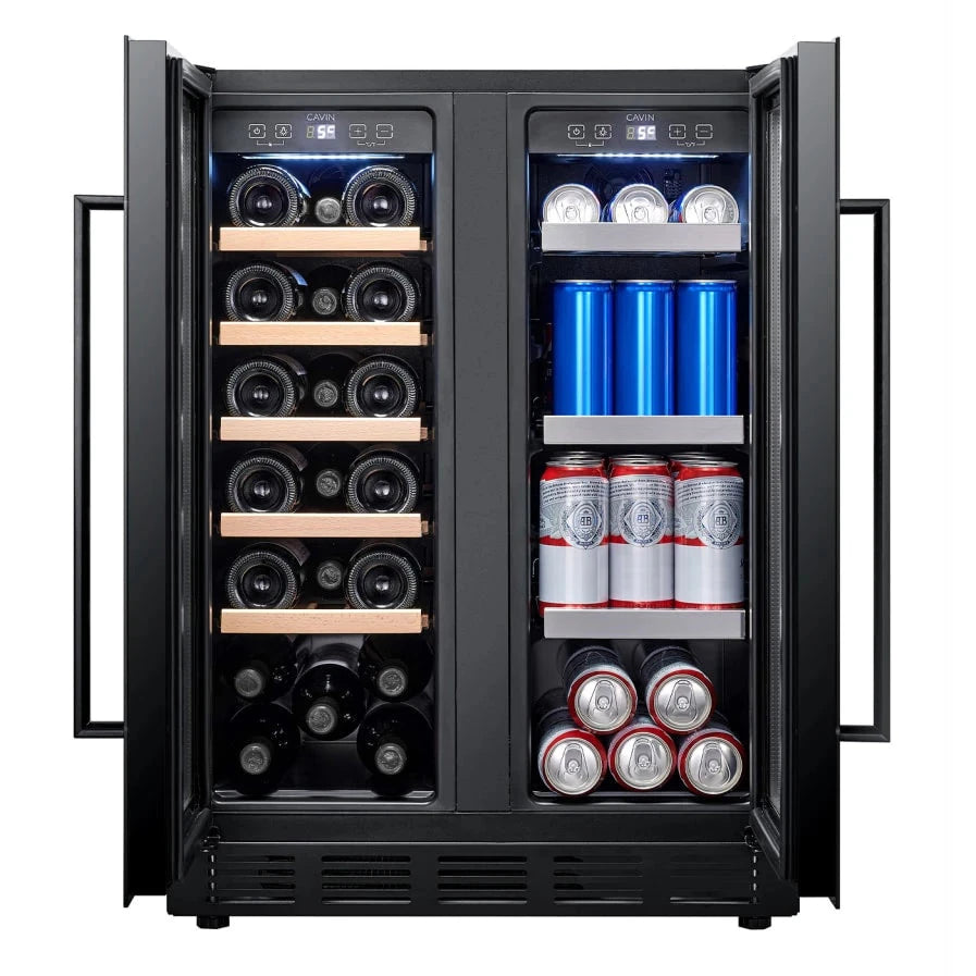 Cave de vinho para 20 garrafas Cavin Arctic Collection 60D de dupla zona Duo Full Glass Black, imagem de produto 2