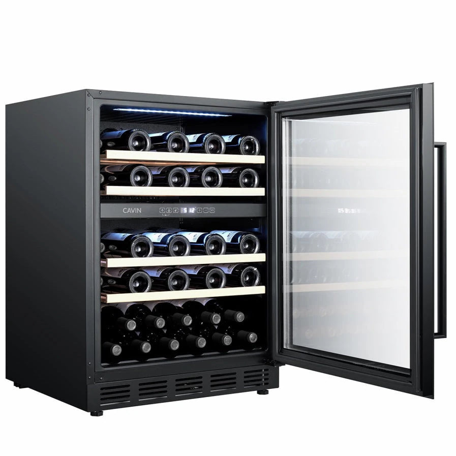 Cave de vinho para 46 garrafas Cavin Arctic Collection 60D de dupla zona Full Glass Black, imagem de produto 3