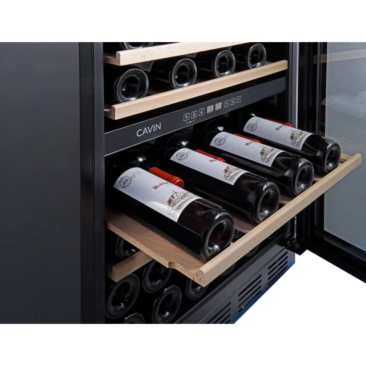 Diagrama de capacidade de Cave de vinho para 46 garrafas Cavin Arctic Collection 60D de dupla zona Full Glass Black