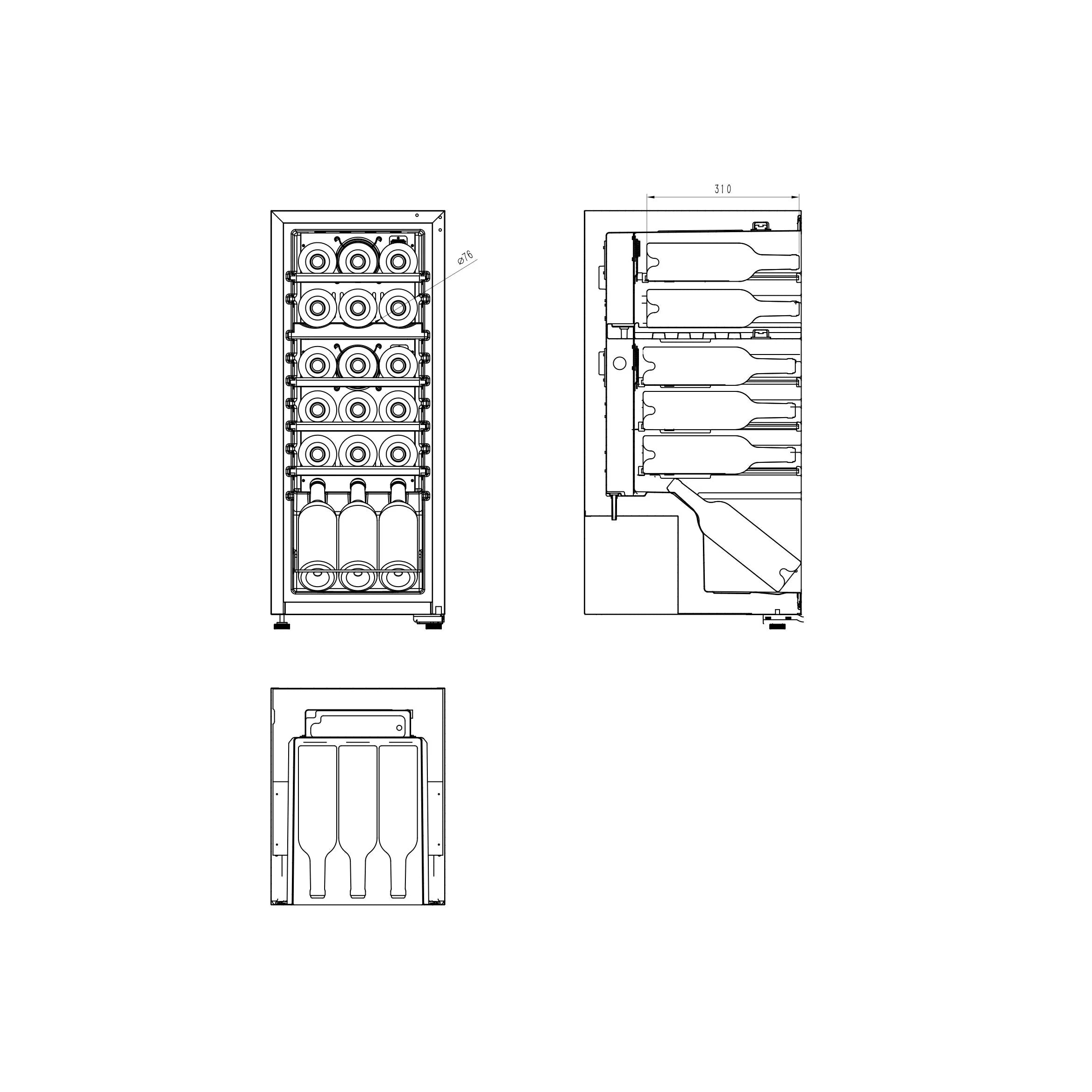 Diagrama de capacidade de Cave de vinho para 18 garrafas Cavin Northern Collection 18 Black