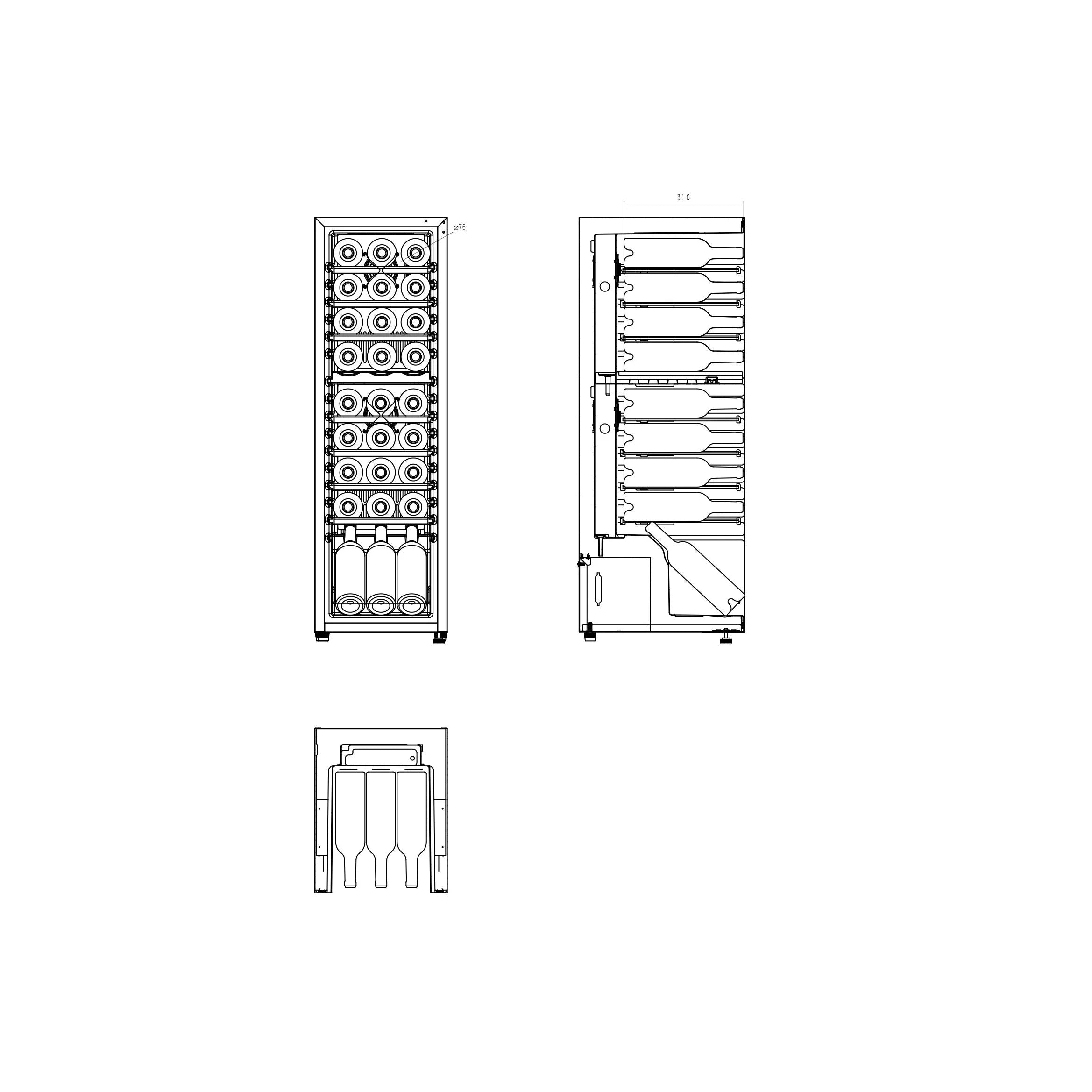 Diagrama de capacidade de Cave de vinho para 27 garrafas Cavin Northern Collection 27 Black