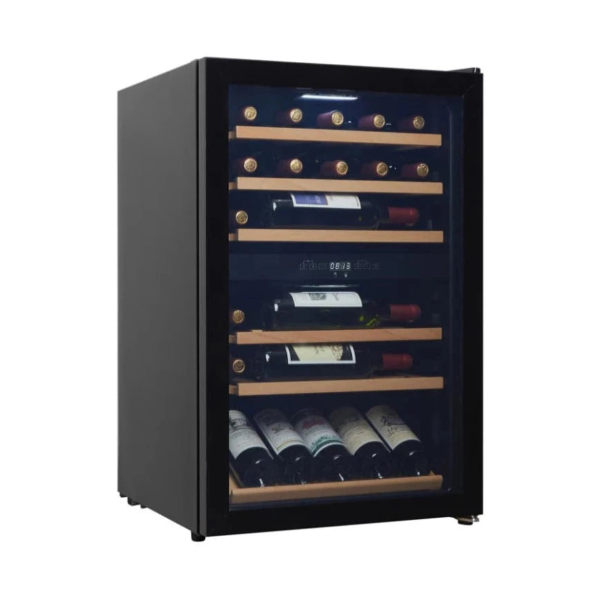 Esquema de instalação e dimensões de Cave de vinho para 37 garrafas Cavin Polar Collection 51 Black