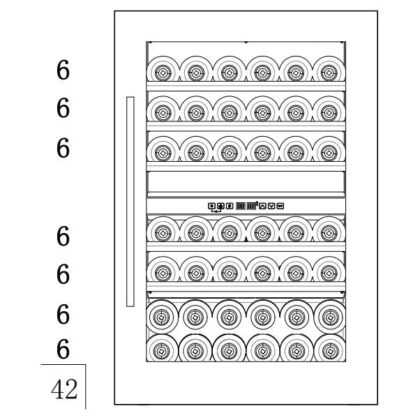 Diagrama de capacidade de Cave de vinho para 42 garrafas Cavin Scandinavian Collection 90 Fullglass Black