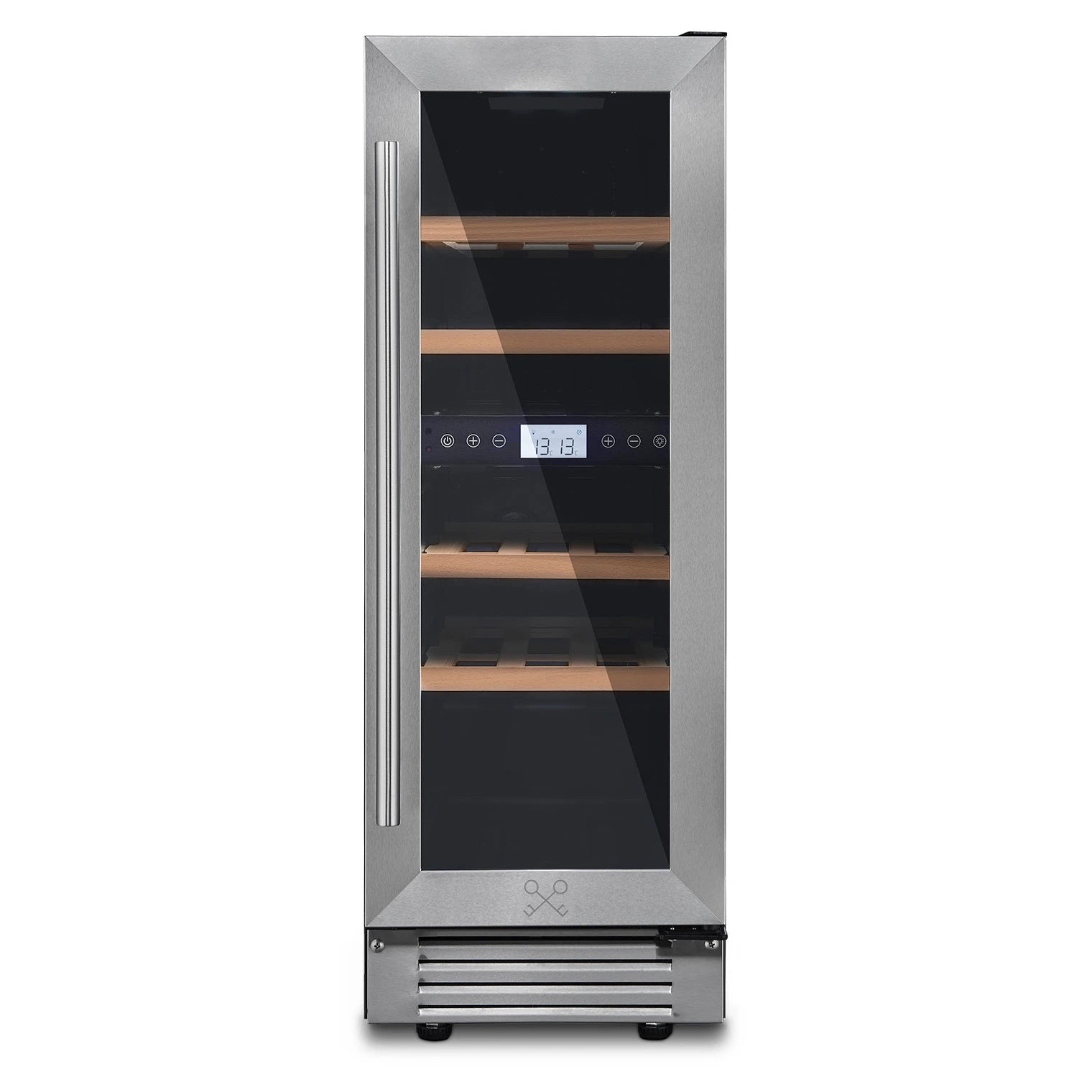 Cave de vinho zona dupla 17 garrafas Les Petits Champs CAVCED17 encastrável sob bancada com porta inox e vidro.